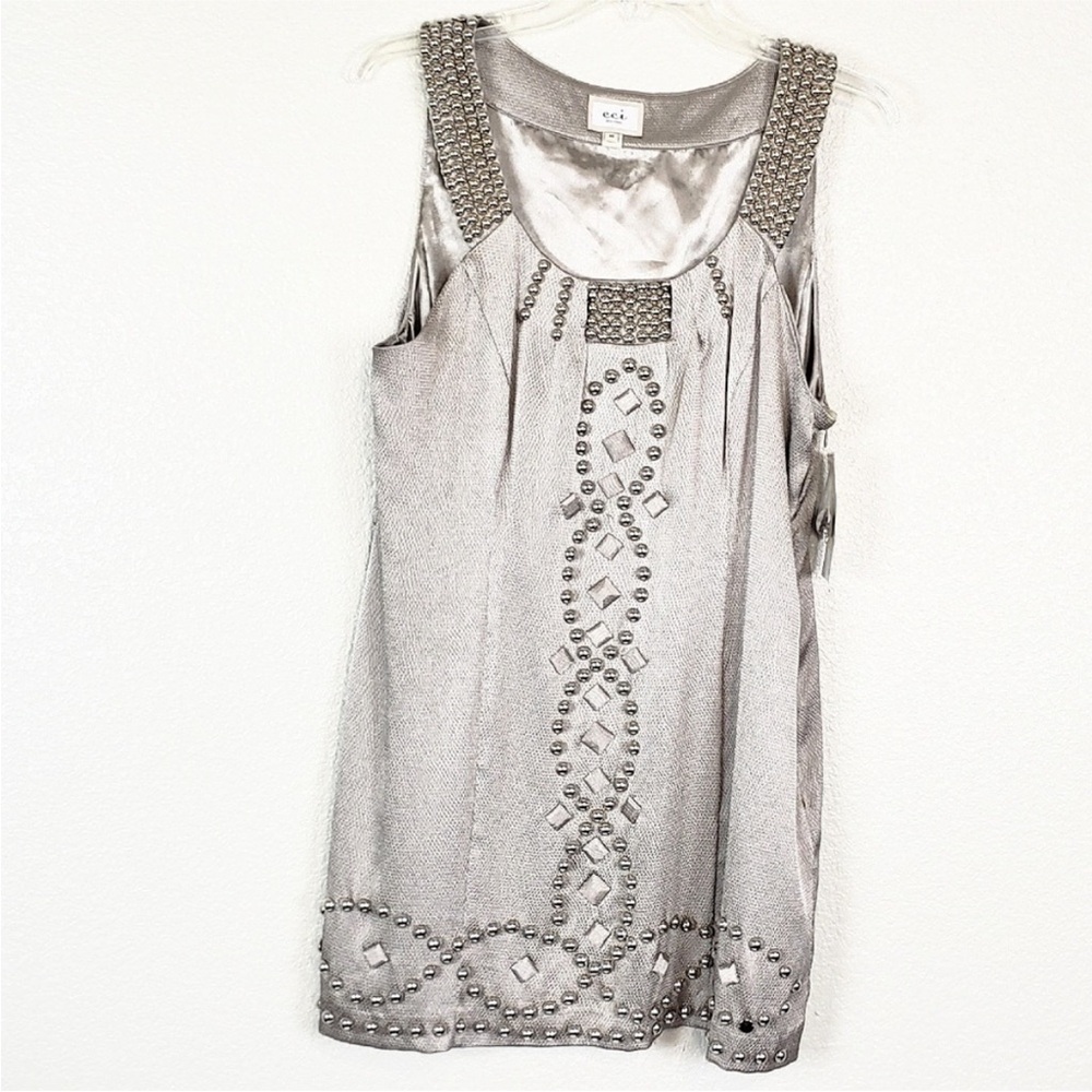 Eci metallic chrome studded dress